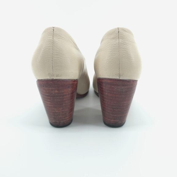 Nisolo Austin Bone Modern Timeless Low Cut Slip On Ankle Booties Wood Stack Heel - Picture 6 of 10